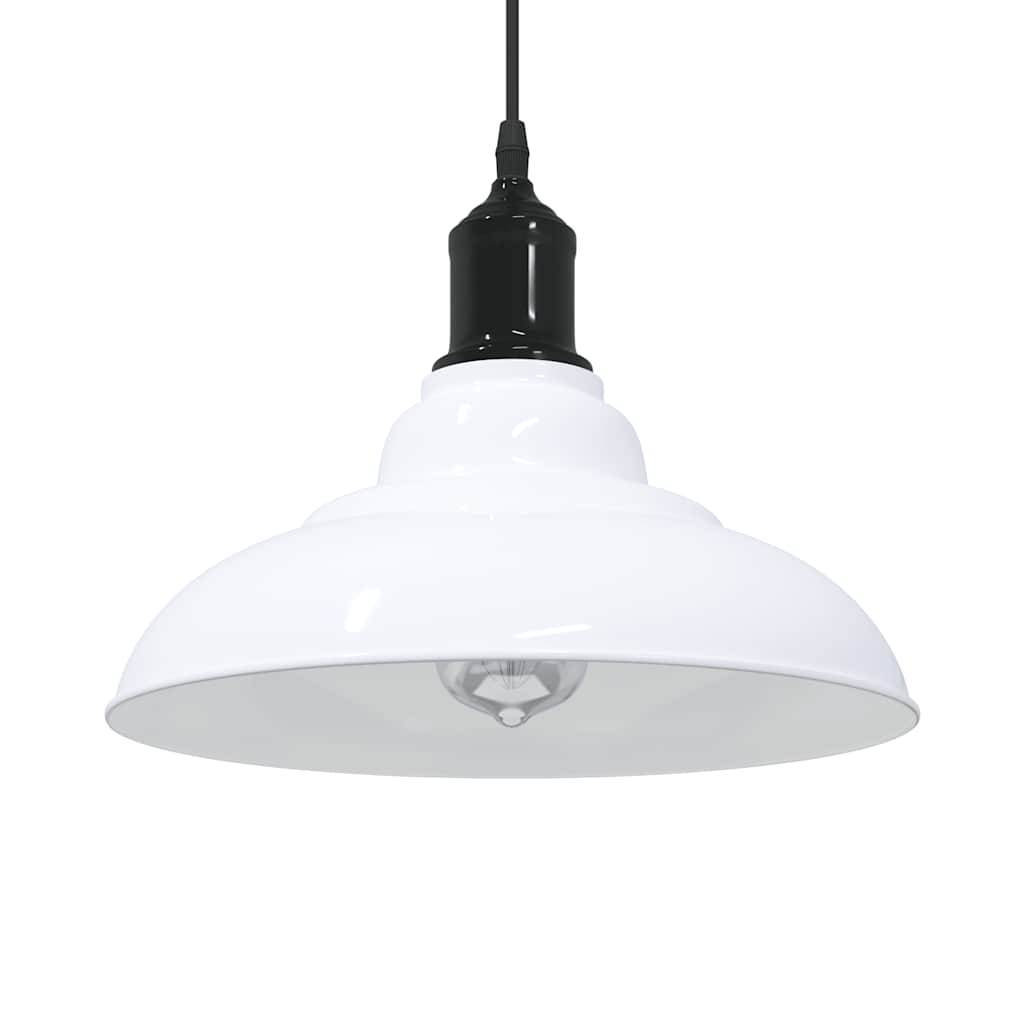 Pendant Lamp Height Adjustable E27 Gloss White 31 cm Metal