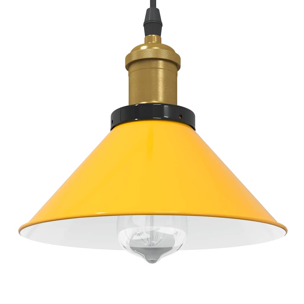 Pendant Lamp Height Adjustable E27 Gloss Yellow 22 cm Metal