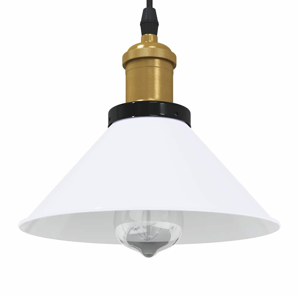 Pendant Lamp Height Adjustable E27 Gloss White 22 cm Metal