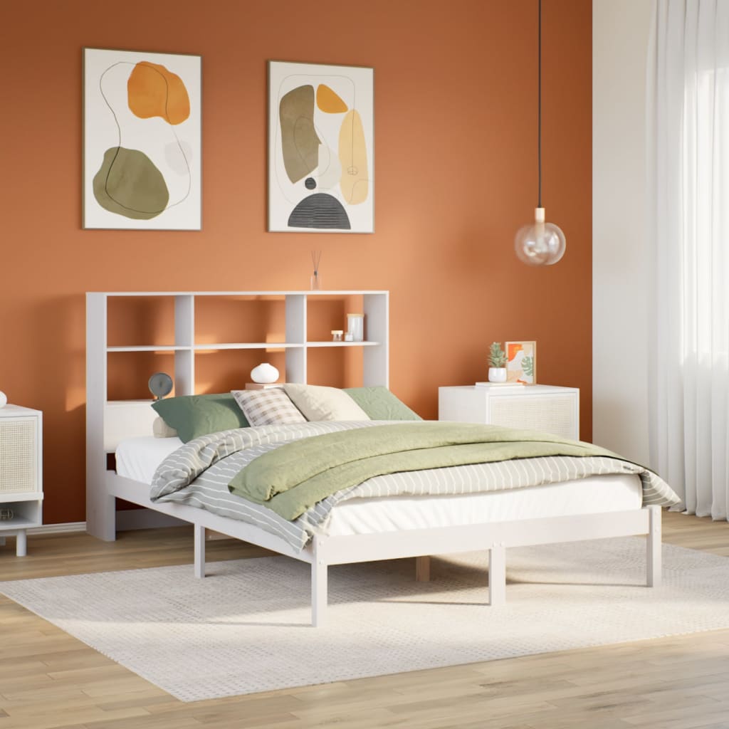 Bookcase Bed White 160x200cm Solid Wood Pine