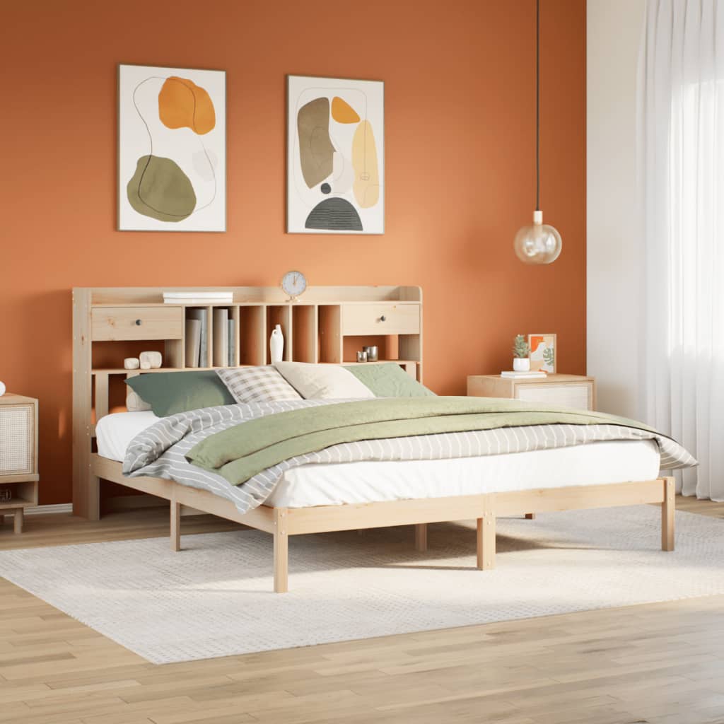 Bookcase Bed 180x200cm Super King Solid Wood Pine