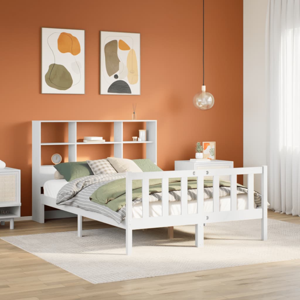 Bookcase Bed White 160x200cm Solid Wood Pine