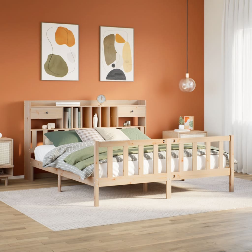 Bookcase Bed 180x200cm Super King Solid Wood Pine