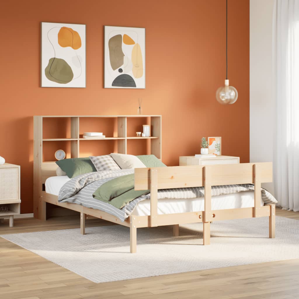 Bookcase Bed 160x200cm Solid Wood Pine