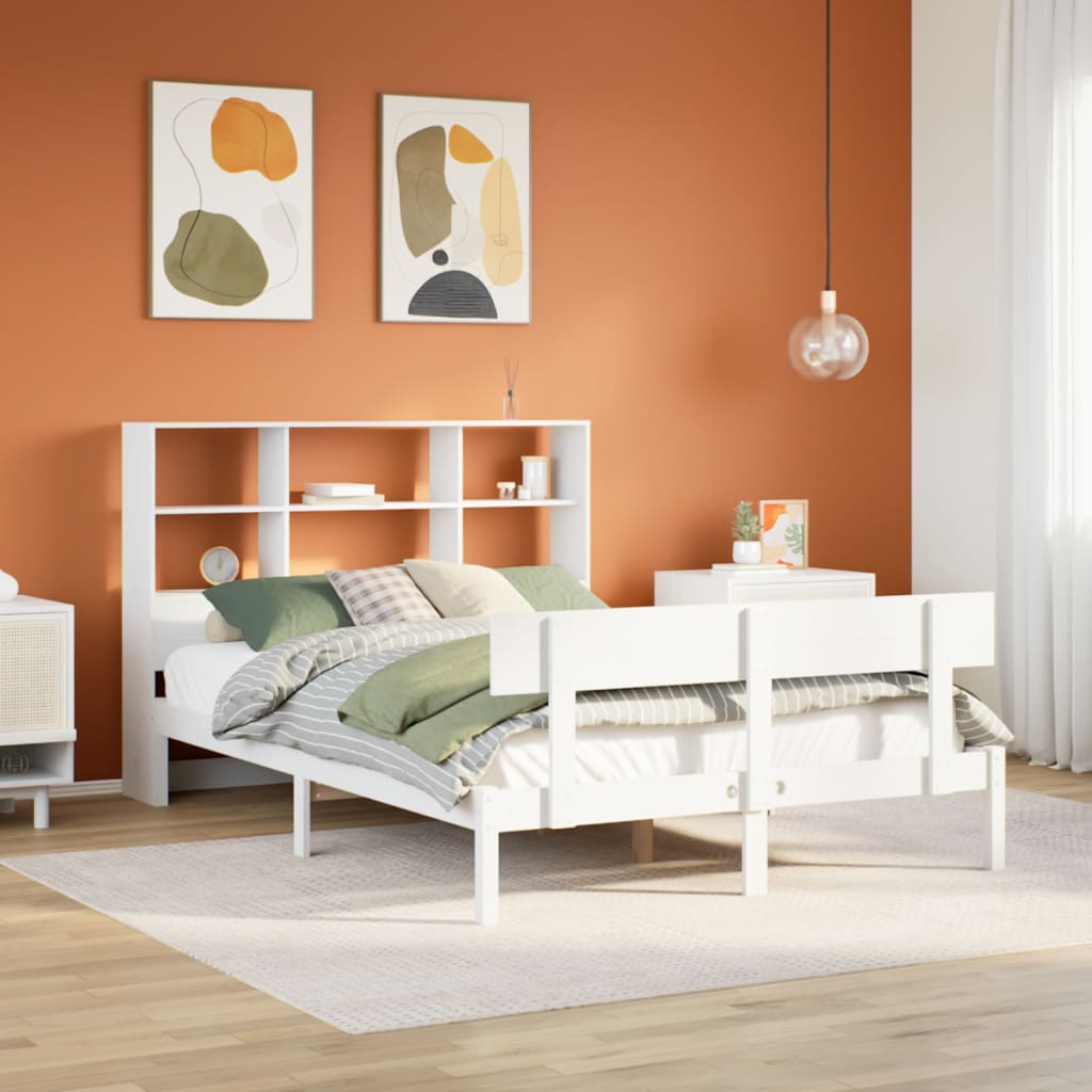 Bookcase Bed White 160x200cm Solid Wood Pine