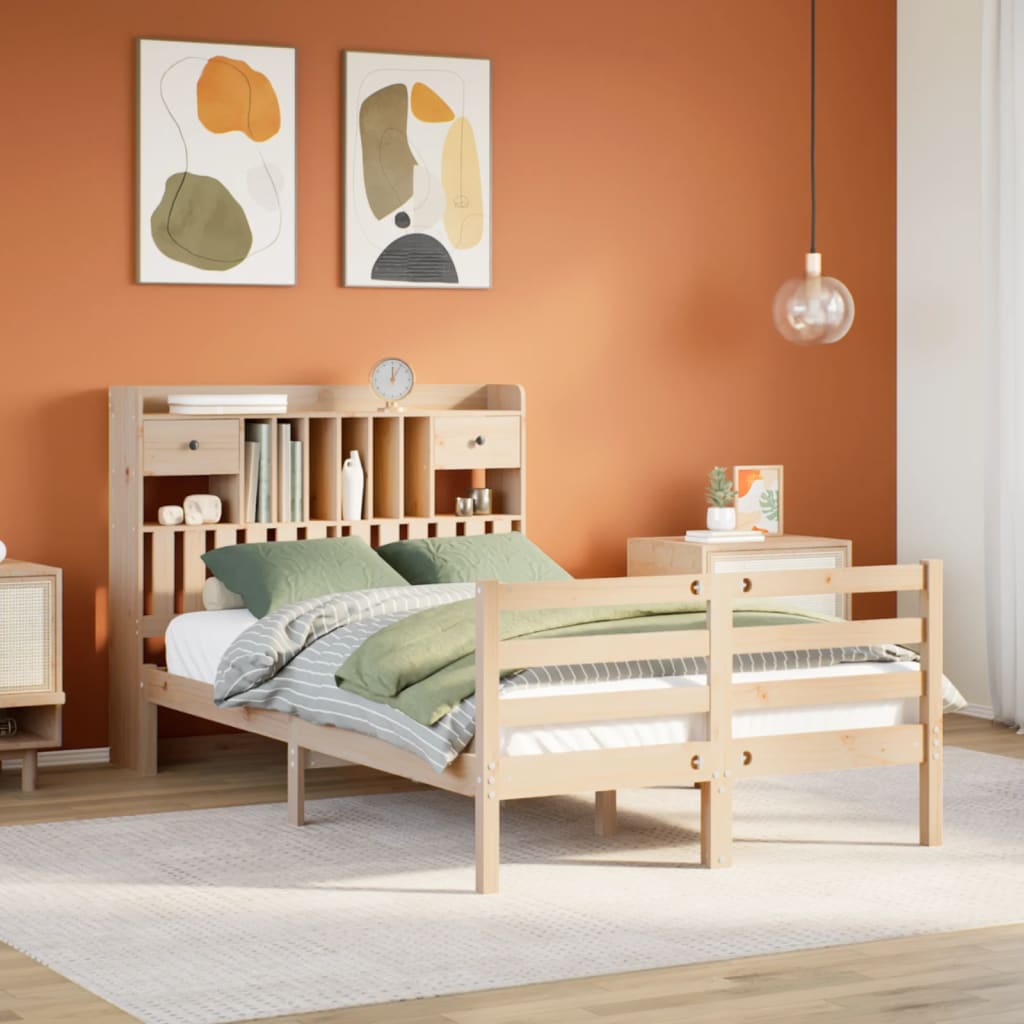Bookcase Bed 135x190cm Doouble Solid Wood Pine