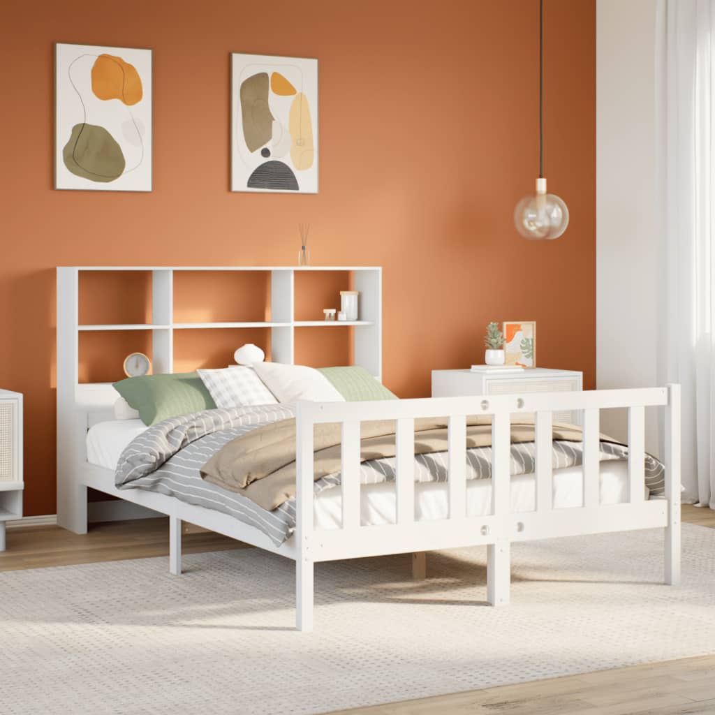 Bookcase Bed White 160x200cm Solid Wood Pine