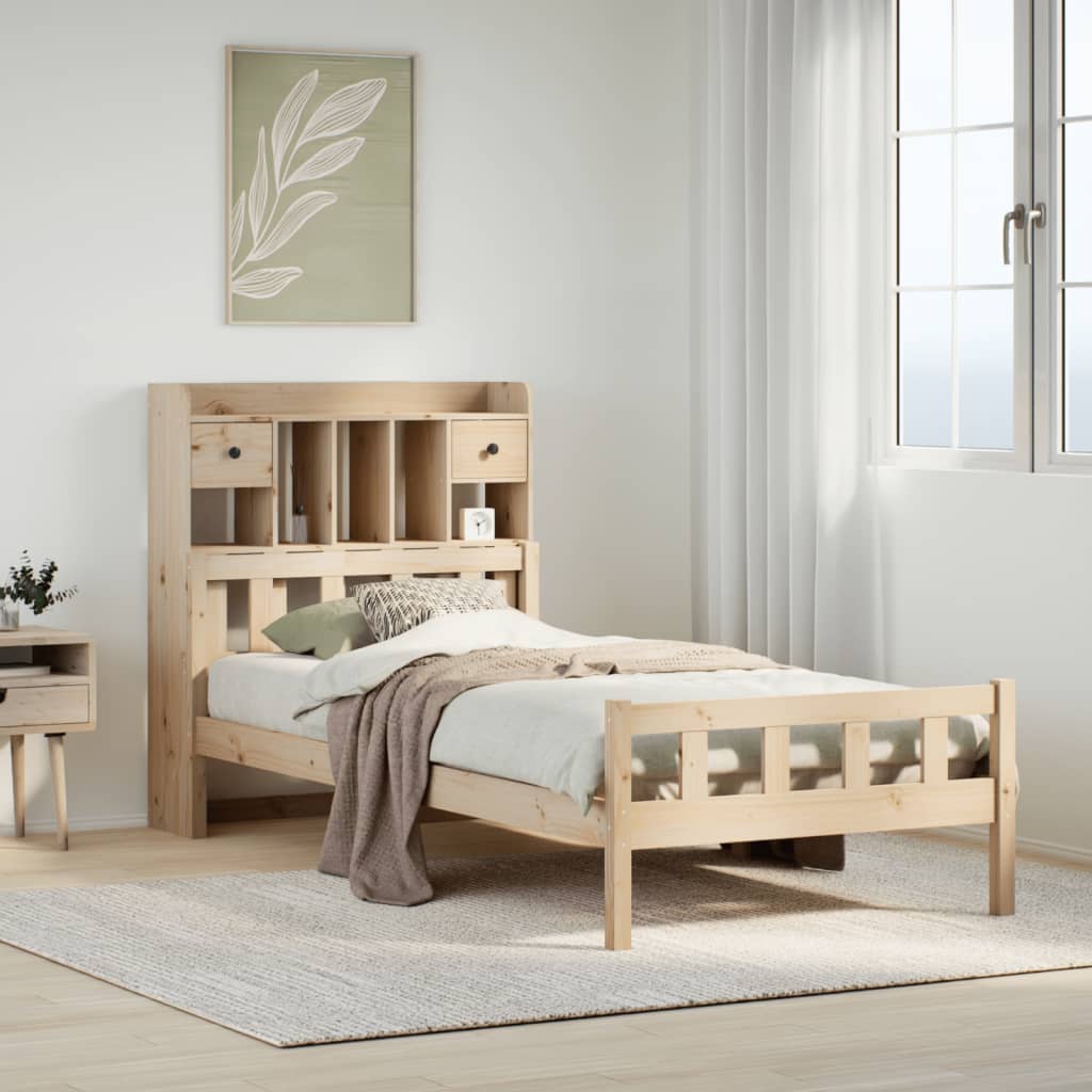 Bookcase Bed 90x190cm Single Solid Wood Pine
