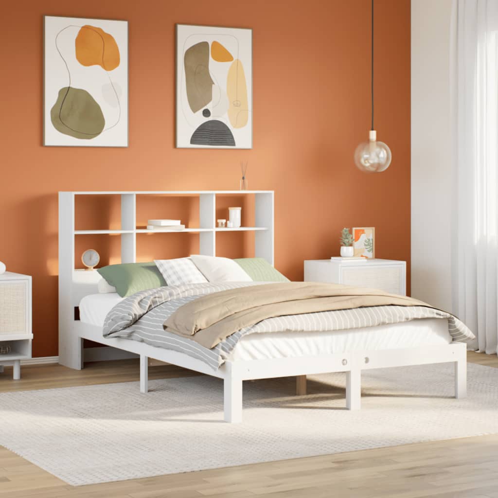 Bookcase Bed White 160x200cm Solid Wood Pine