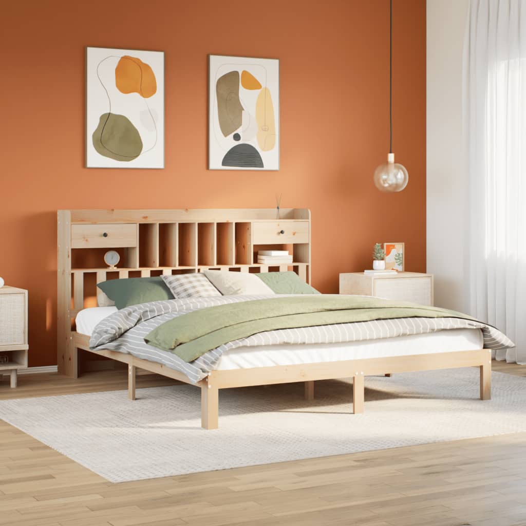 Bookcase Bed 180x200cm Solid Wood Pine
