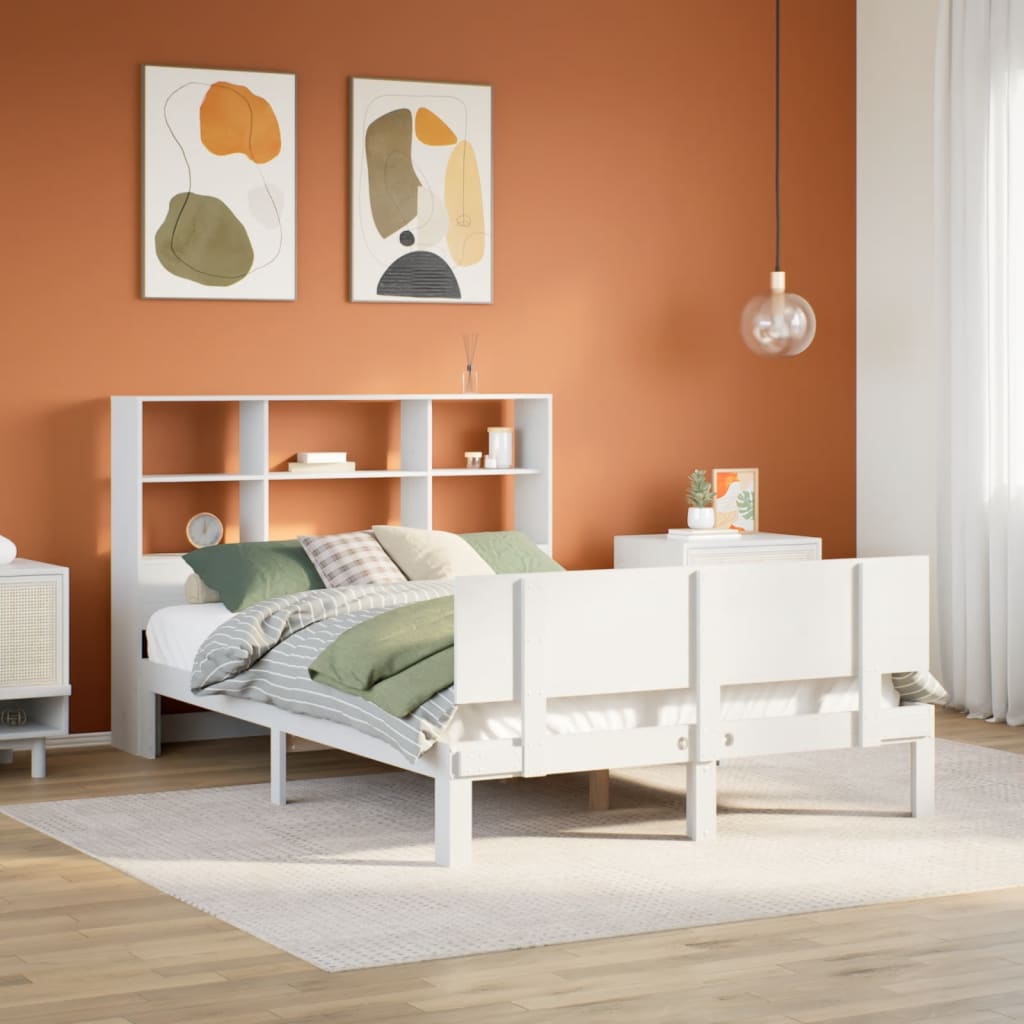 Bookcase Bed White 160x200cm Solid Wood Pine
