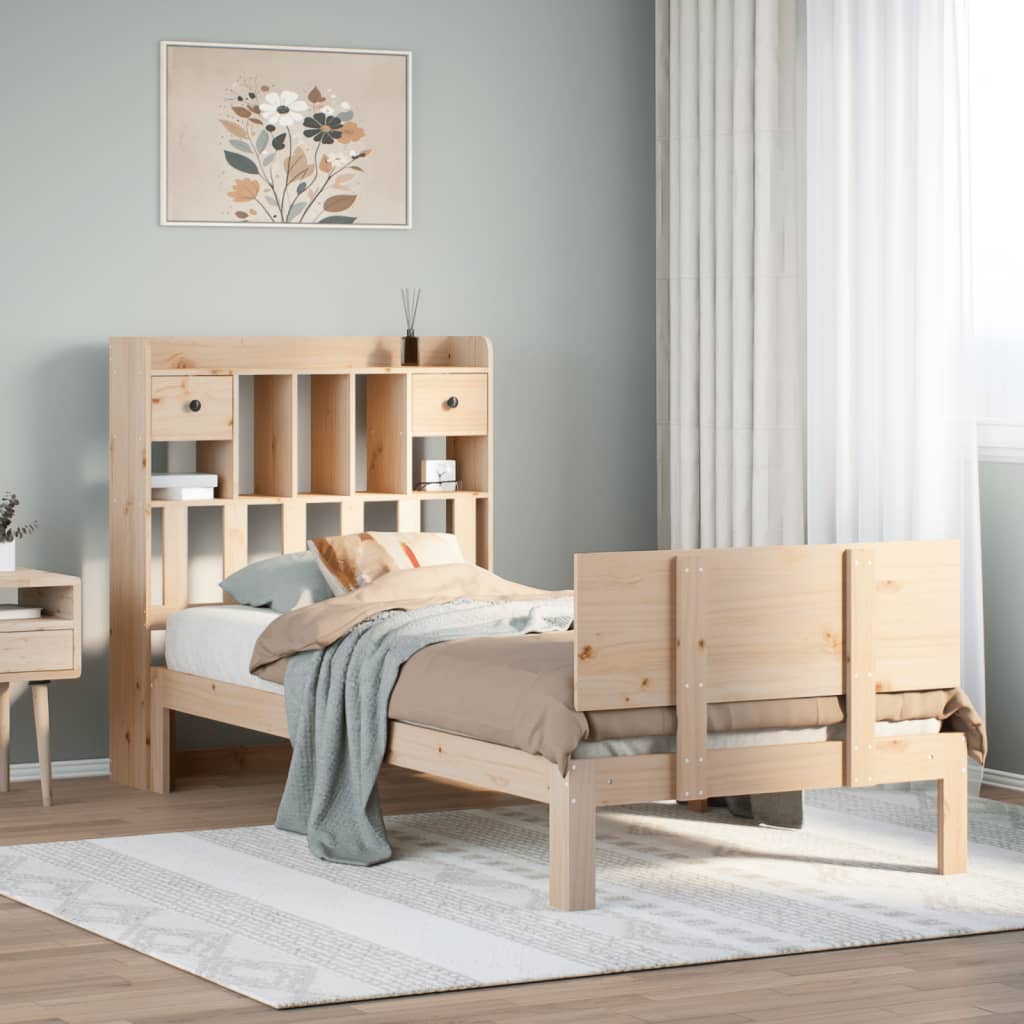 Bookcase Bed 90x190cm Solid Wood Pine