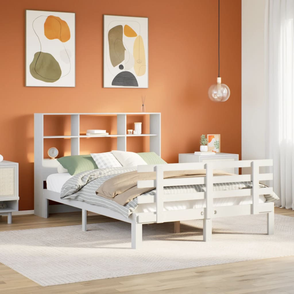 Bookcase Bed White 160x200cm Solid Wood Pine