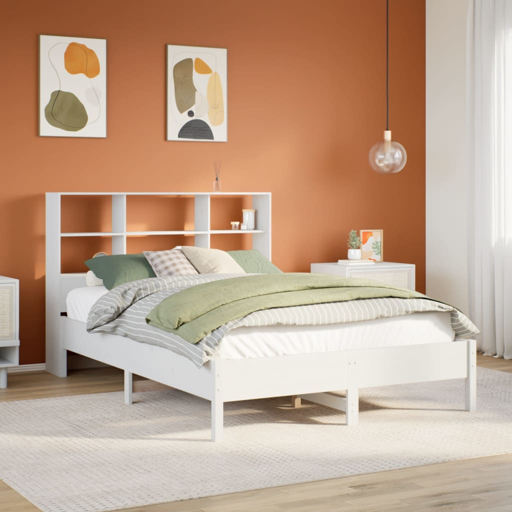 Bookcase Bed White 160x200cm Solid Wood Pine