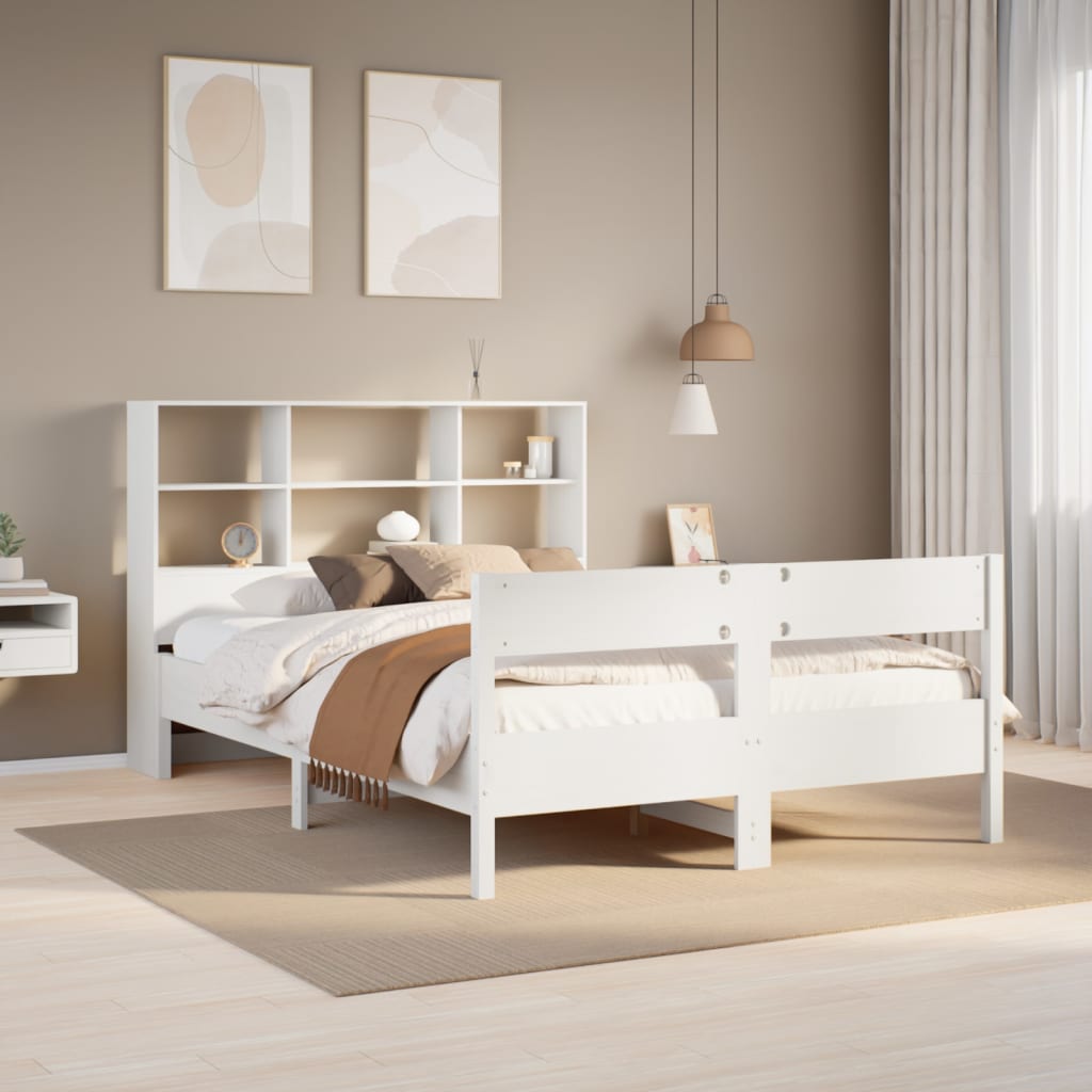 Bookcase Bed White 160x200cm Solid Wood Pine