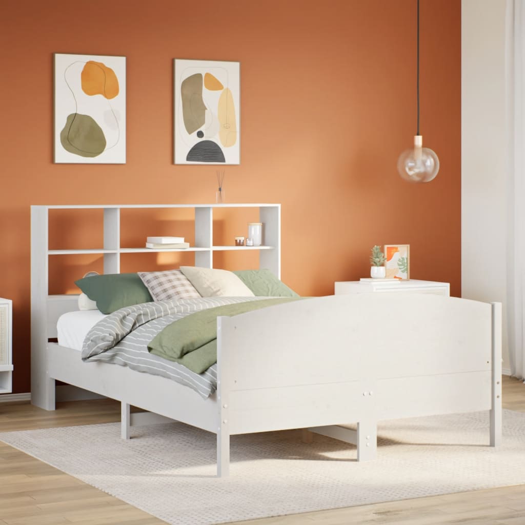 Bookcase Bed White 160x200cm Solid Wood Pine