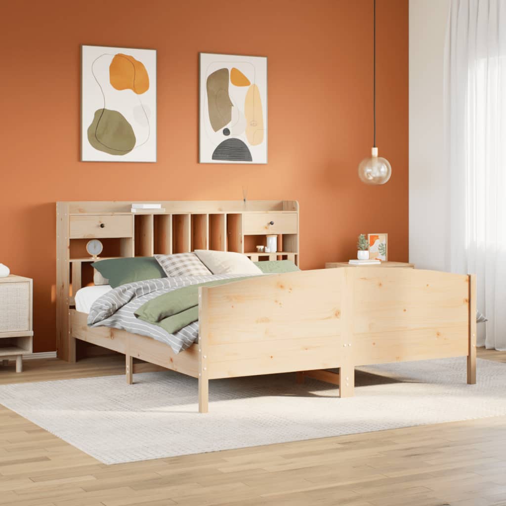 Bookcase Bed 180x200cm Super King Solid Wood Pine