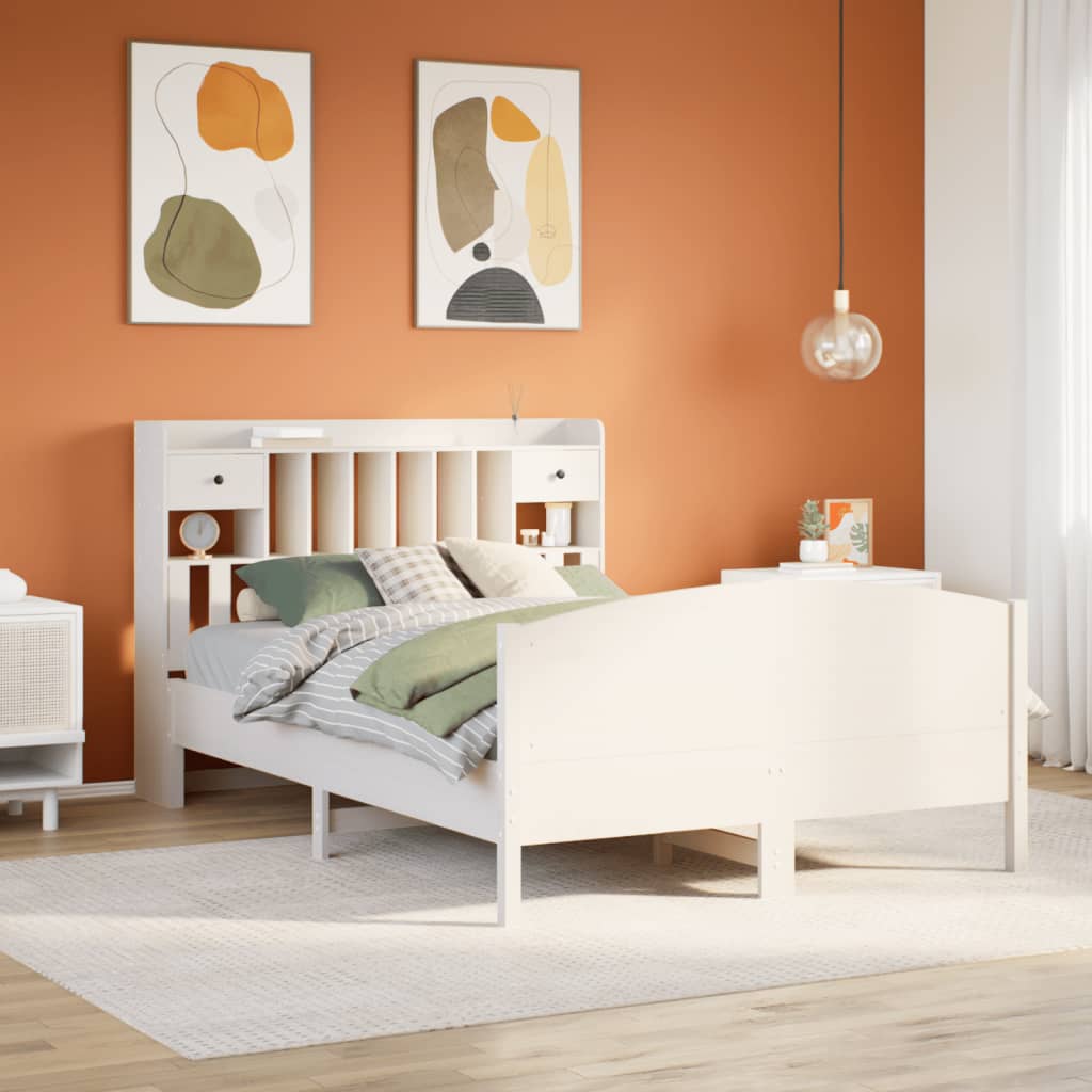 Bookcase Bed White 160x200cm Solid Wood Pine