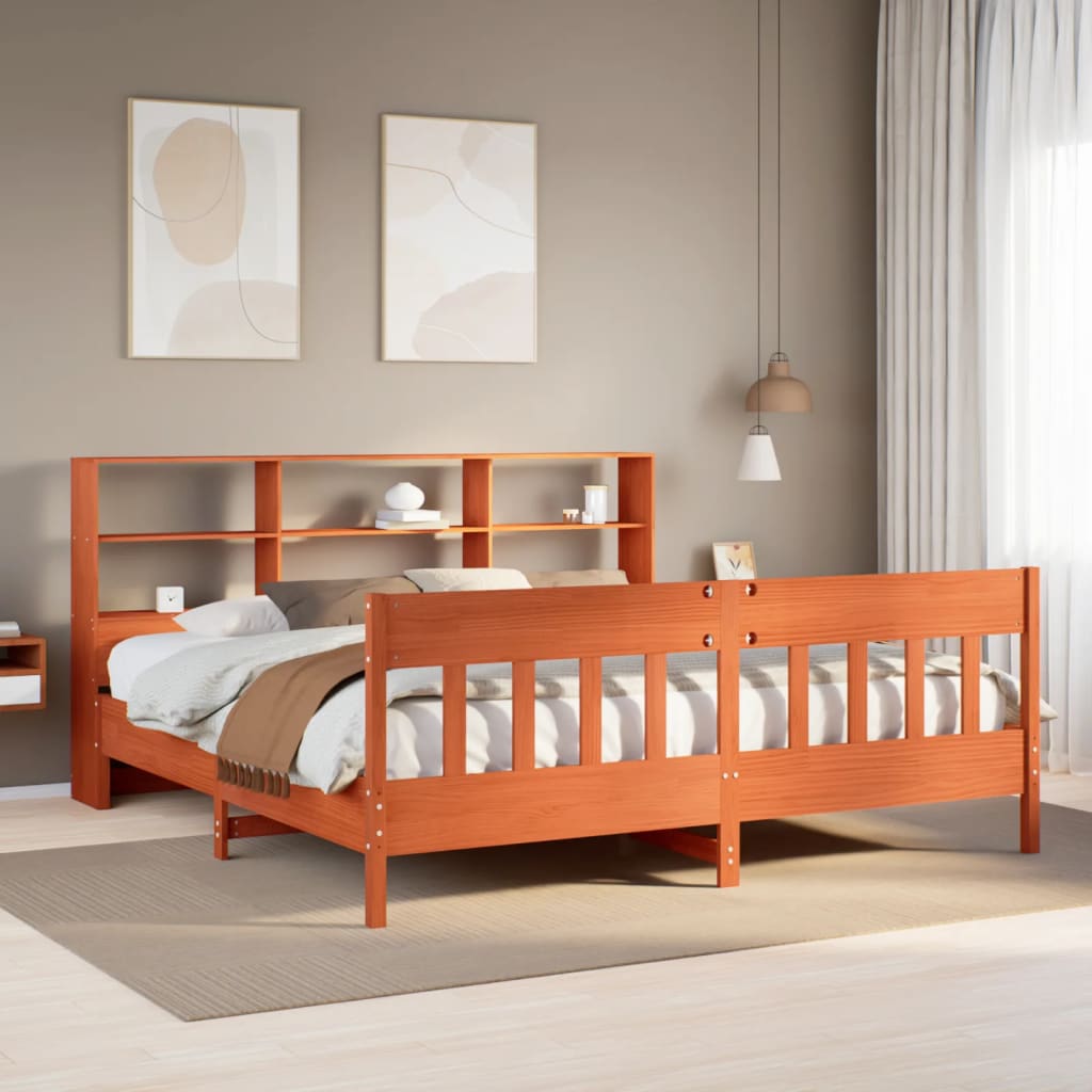 Bedframe Wax Brown 180x200cm Super King Solid Wood Pine
