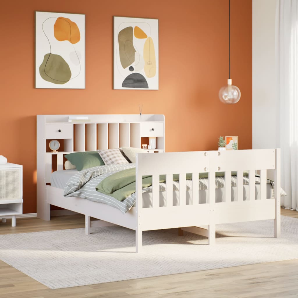 Bedframe White 150x200cm King Size Solid Wood Pine