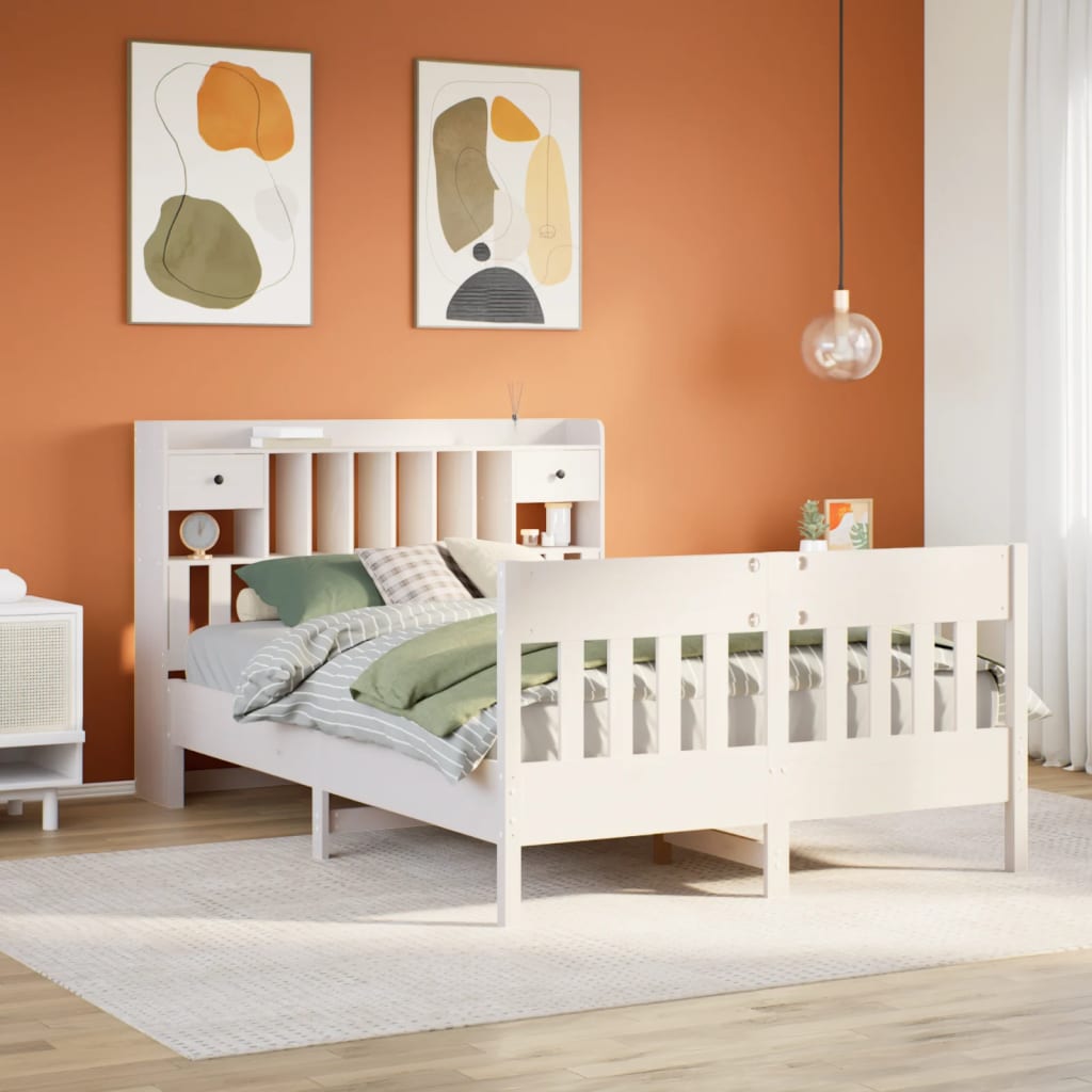 Bedframe White 140x200cm Solid Wood Pine