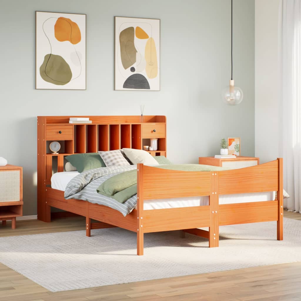 Bedframe Wax Brown 150x200cm King Size Solid Wood Pine