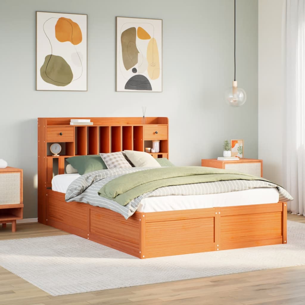 Bedframe Wax Brown 150x200cm King Size Solid Wood Pine