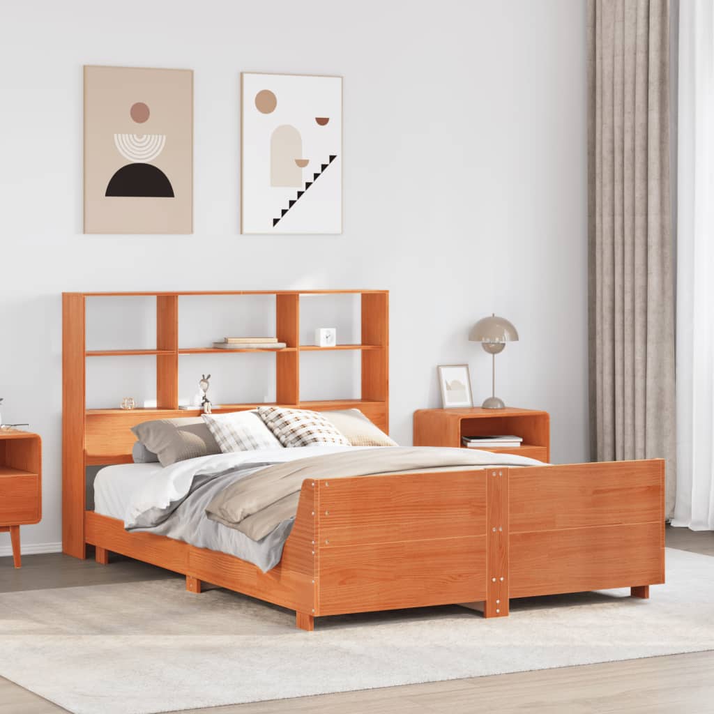 Bedframe Wax Brown 150x200cm King Size Solid Wood Pine