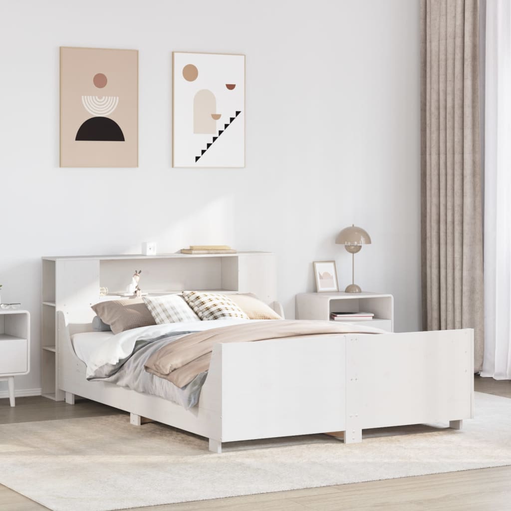Bedframe White 150x200cm King Size Solid Wood Pine