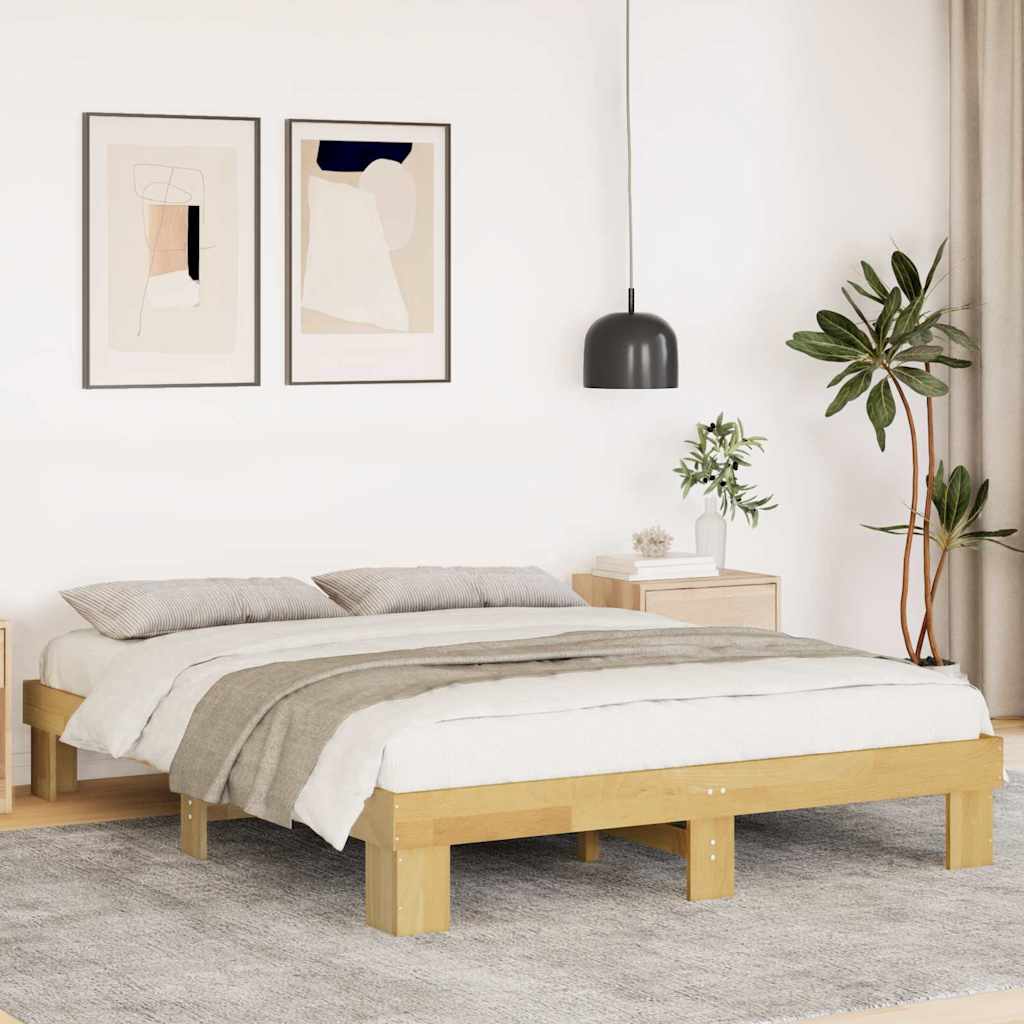 Bedframe 135x190cm Double Solid Wood Oak