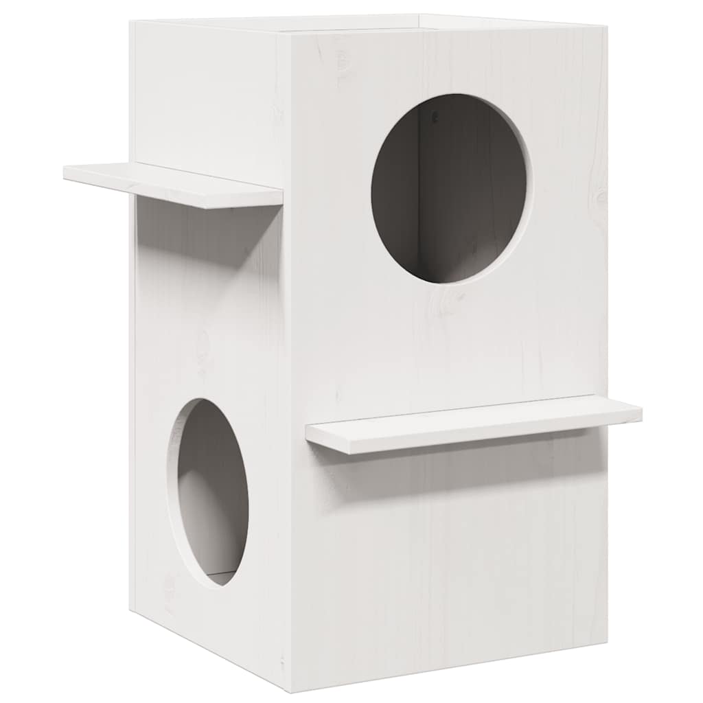 Cat House White 43x43x60 cm Solid Wood Pine