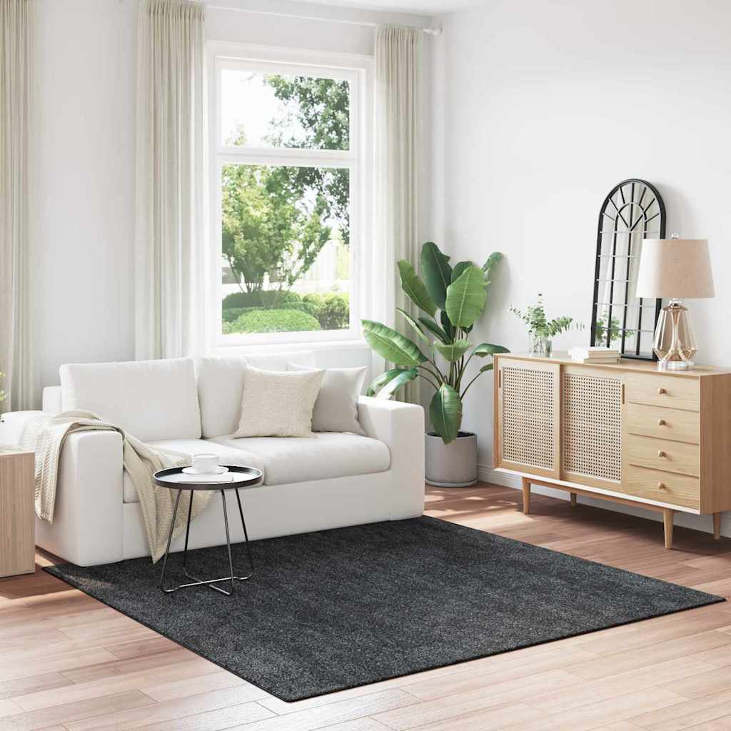 Shaggy Rug with Latex Backing Dark Grey 200x200 cm