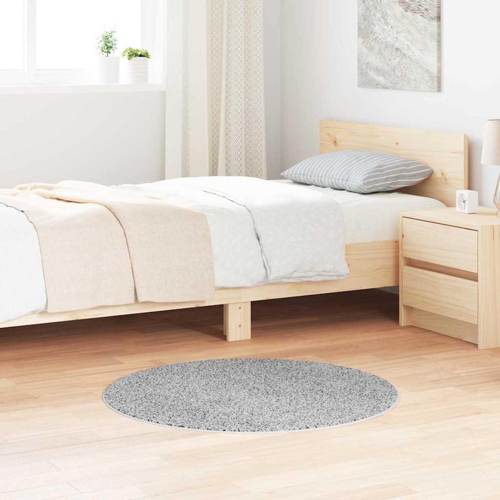 Shaggy Rug with Latex Backing Grey Diameter 90 cm