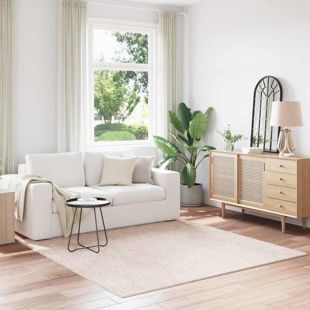 Shaggy Rug with Latex Backing Cream 200x200 cm