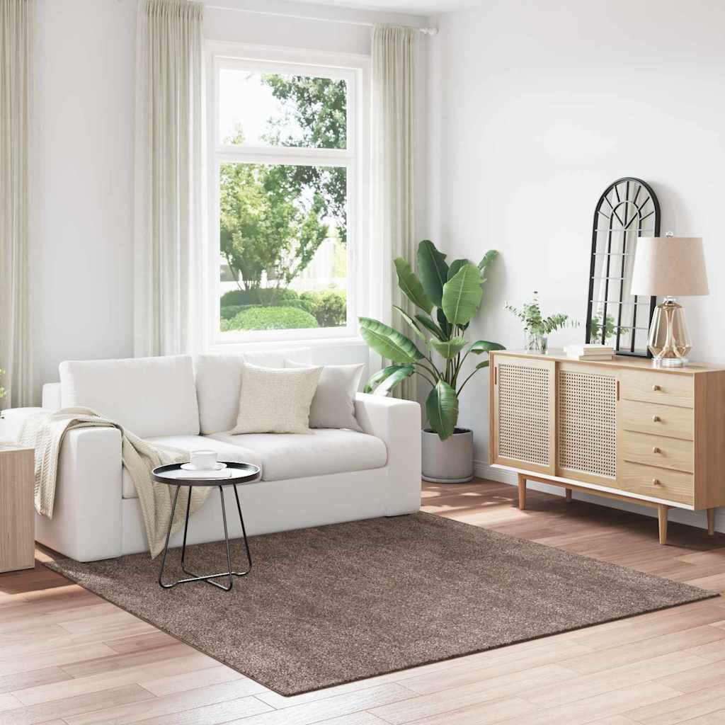 Shaggy Rug with Latex Backing Brown 200x200 cm