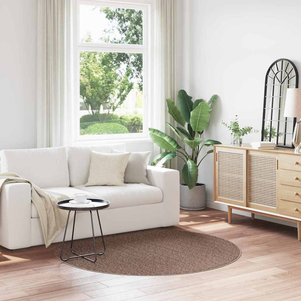 Shaggy Rug with Latex Backing Brown Diameter 160 cm