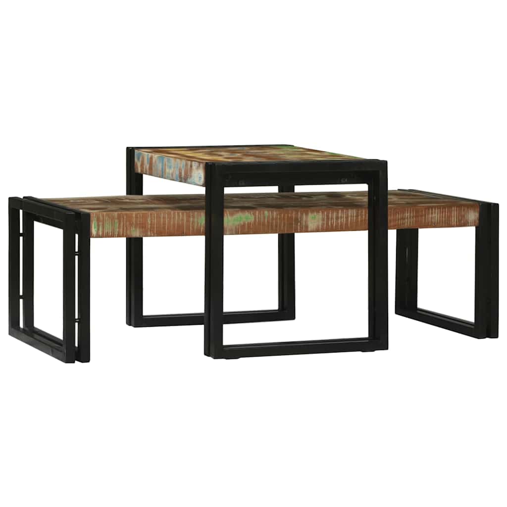 2 Piece Coffee Table Set Solid Wood Reclaimed