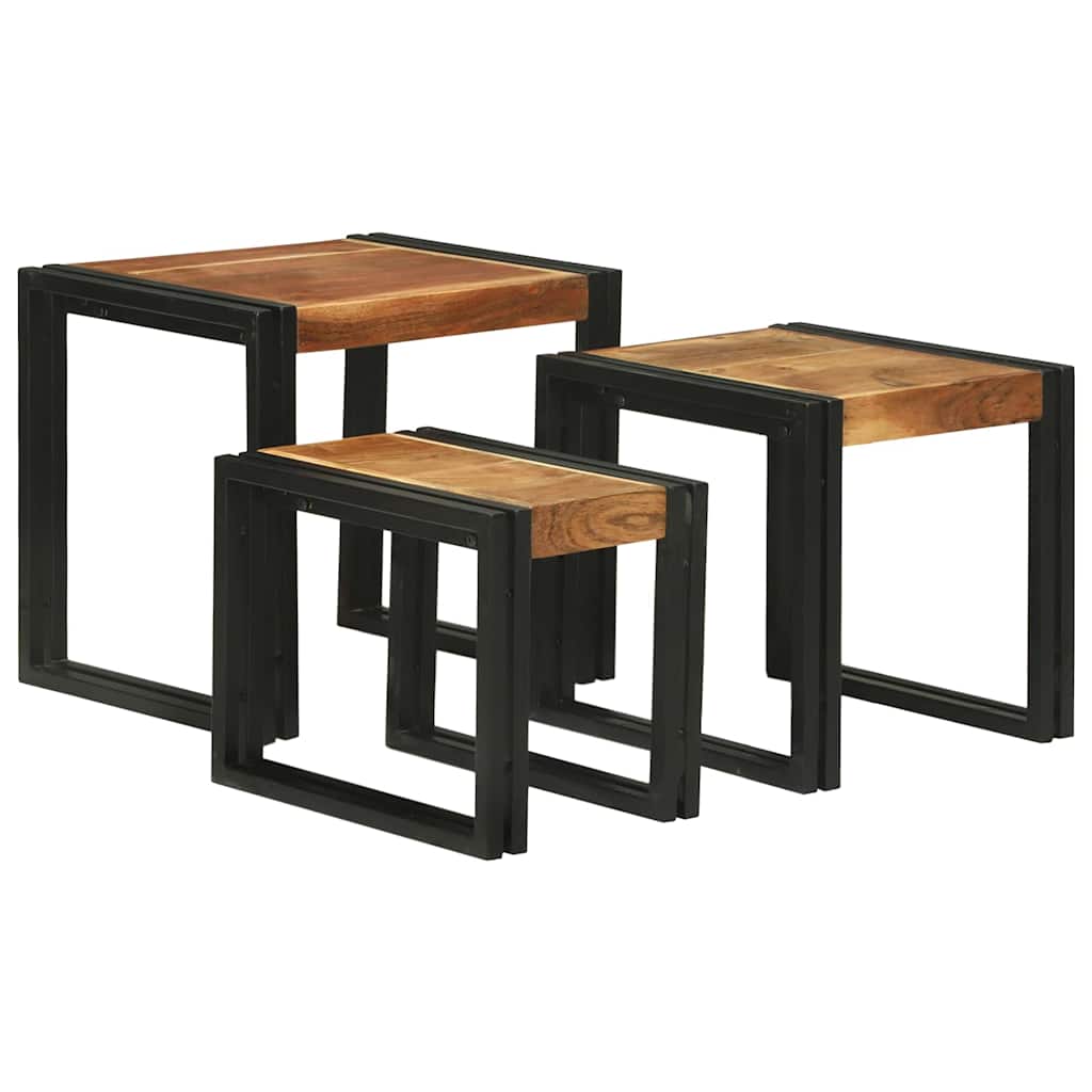 Nesting Tables - 3 Solid Wood Acacia