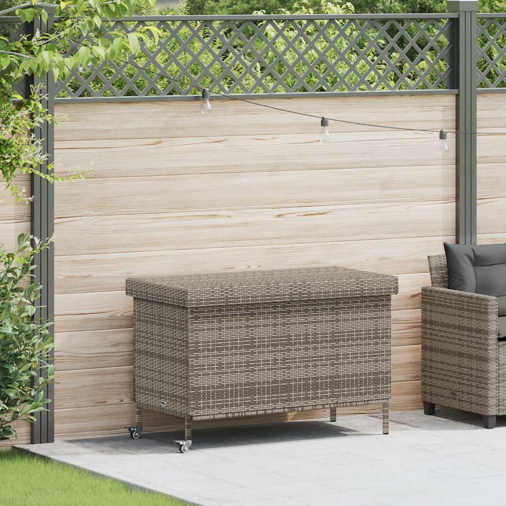 TODEN Garden Storage Box with Wheels 110x55x73 cm Poly Rattan - Grey