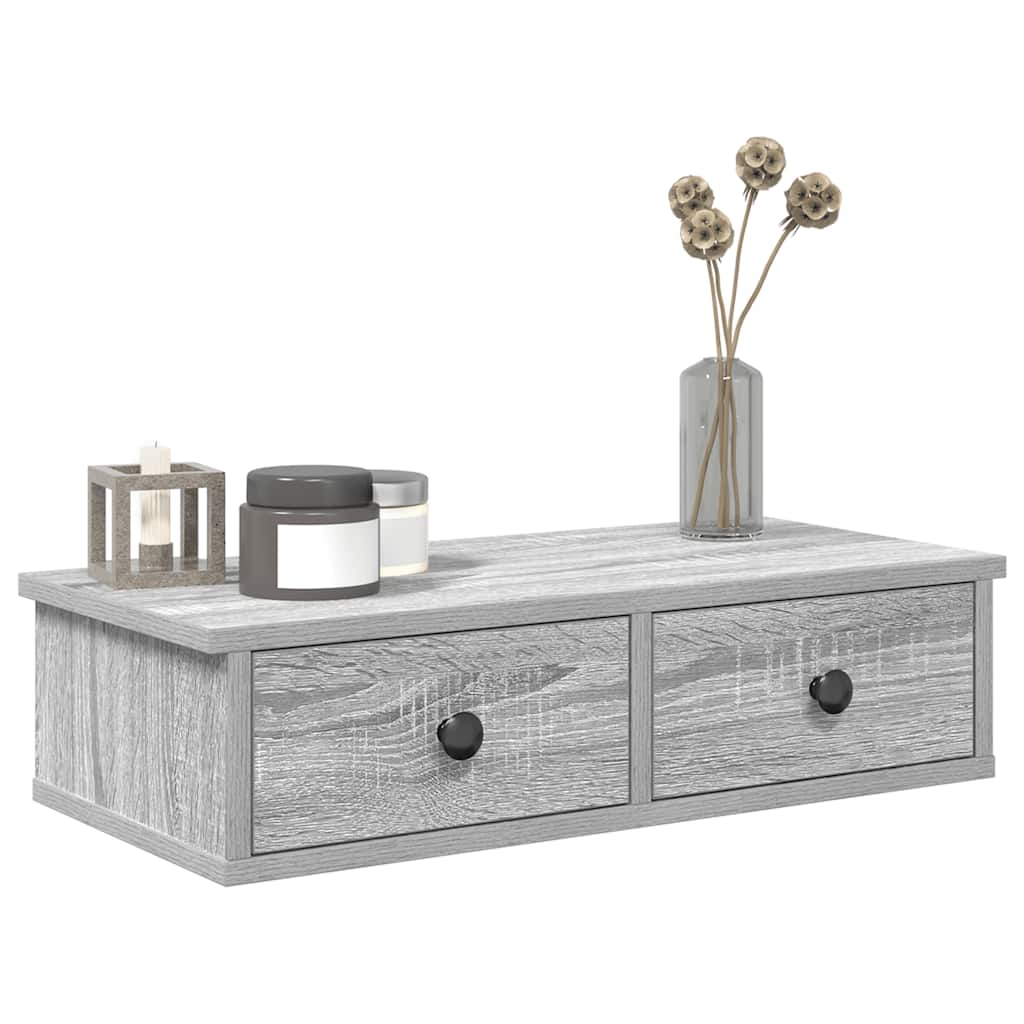 Wall Shelf with Drawers Grey Sonoma 60x28x15 cm Engineered Wood
