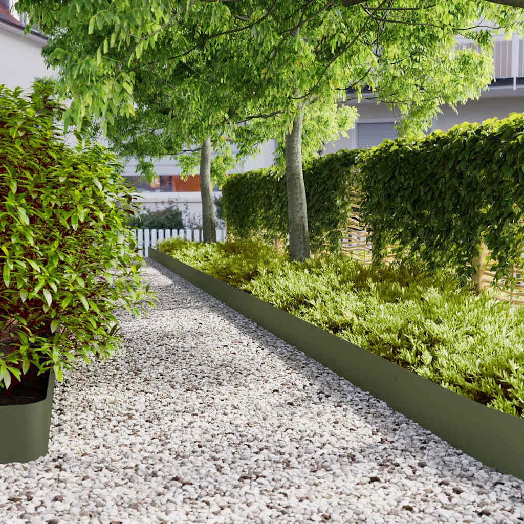 Lawn Edgings 10 pcs Olive Green 20x103 cm Cold-rolled Steel