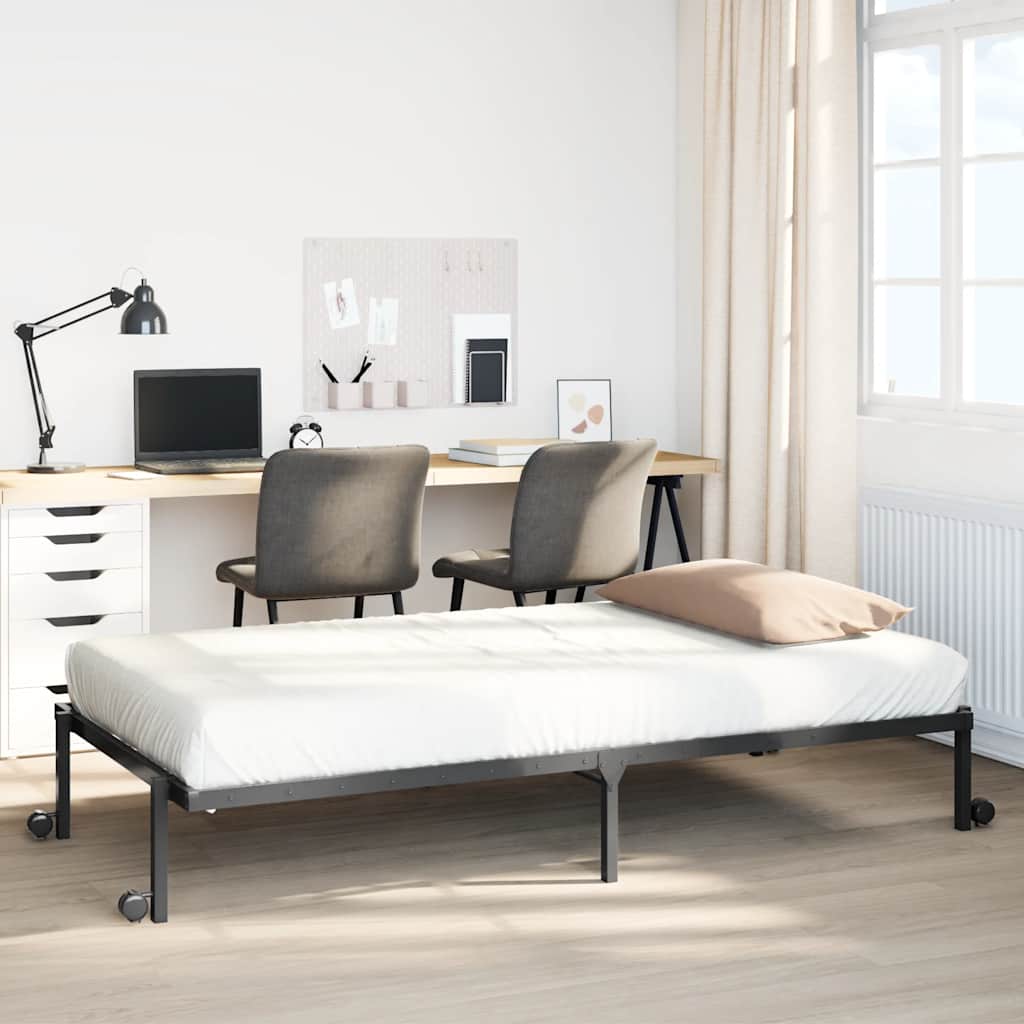 Bedframe Foldable Black 75x190cm Steel
