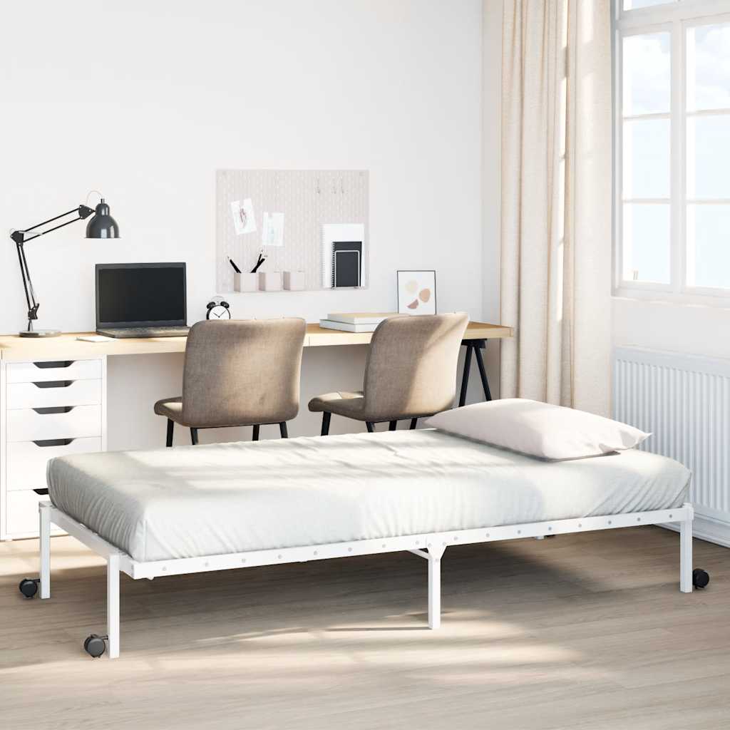 Bedframe Foldable White 75x190cm Steel