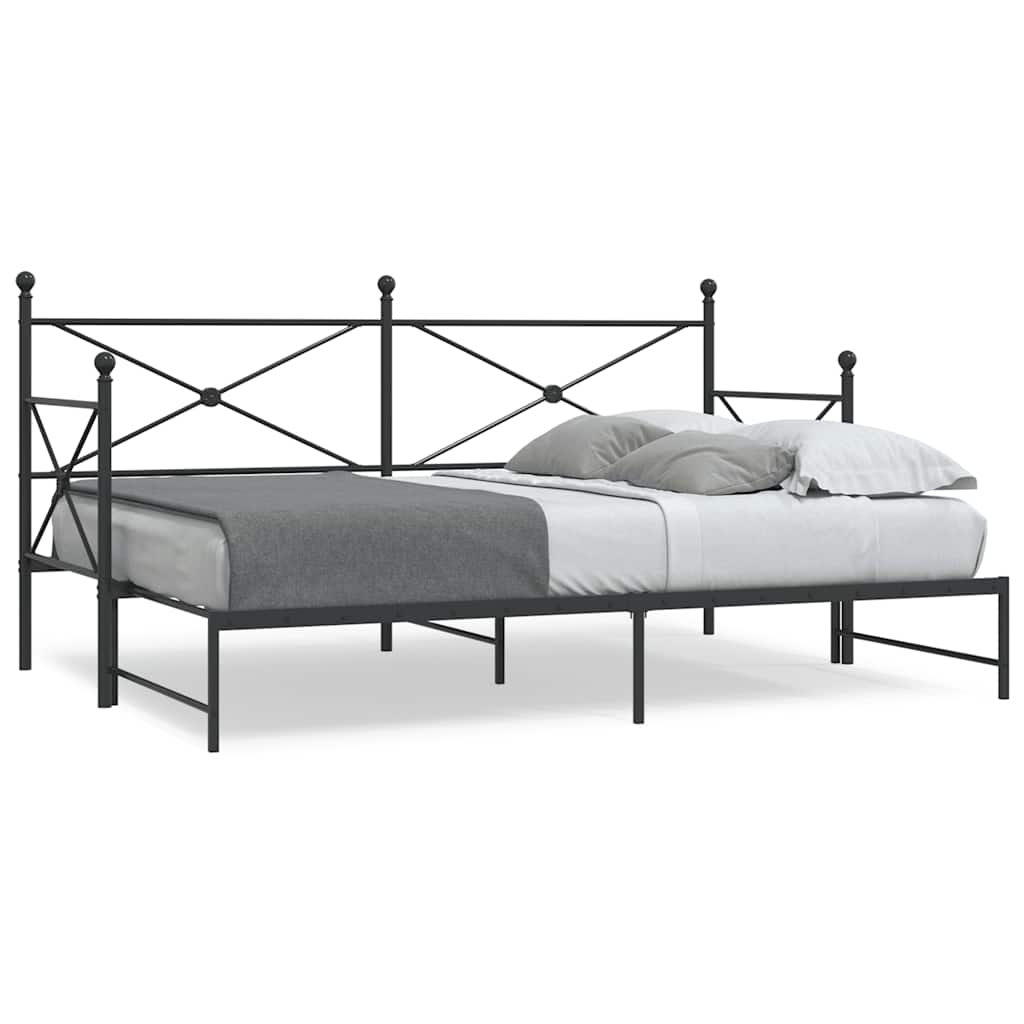 Daybed with Trundle Black 75x190cm Steel