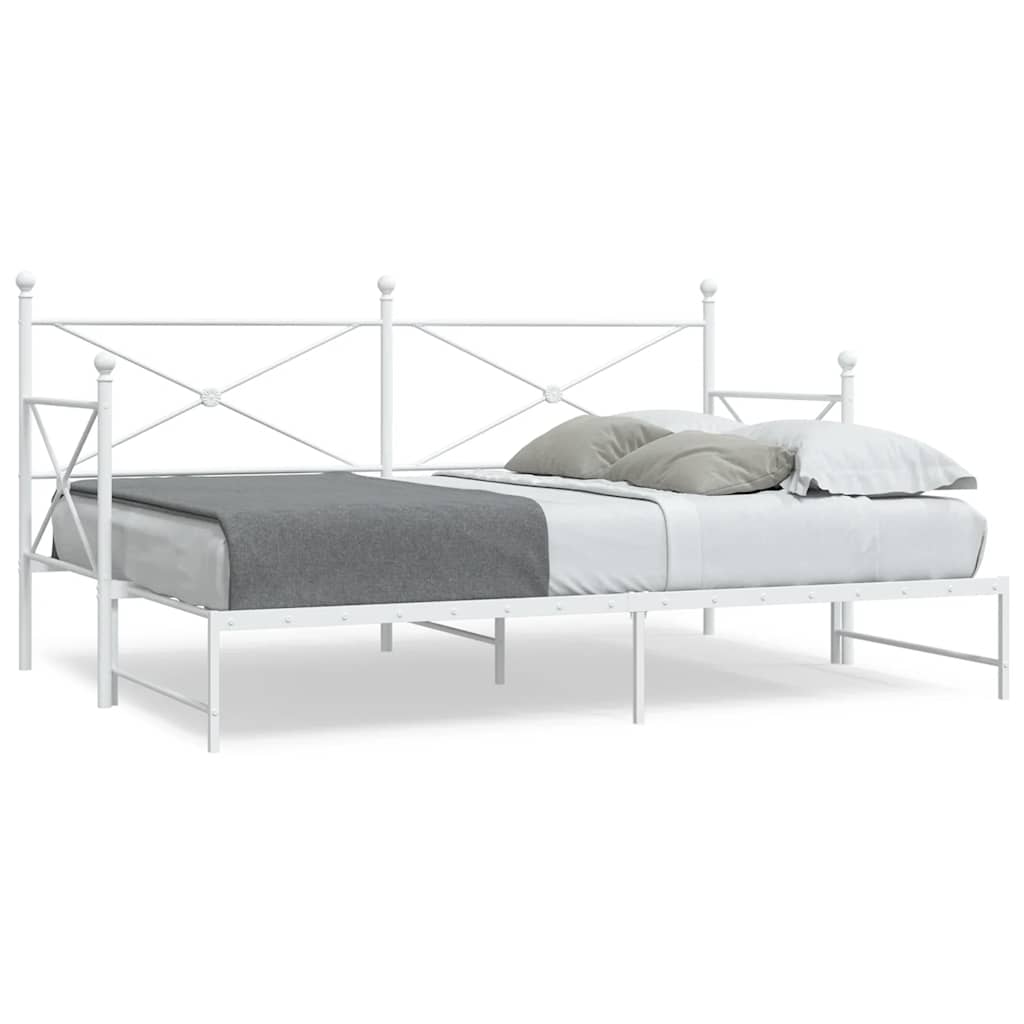 Daybed with Trundle White 90x200cm Steel