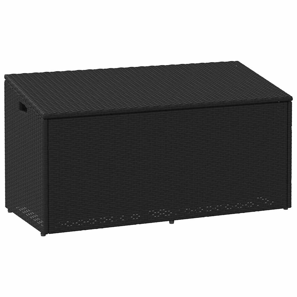 FLUHAL Garden Storage Box 110x50x58 cm Poly Rattan - Black