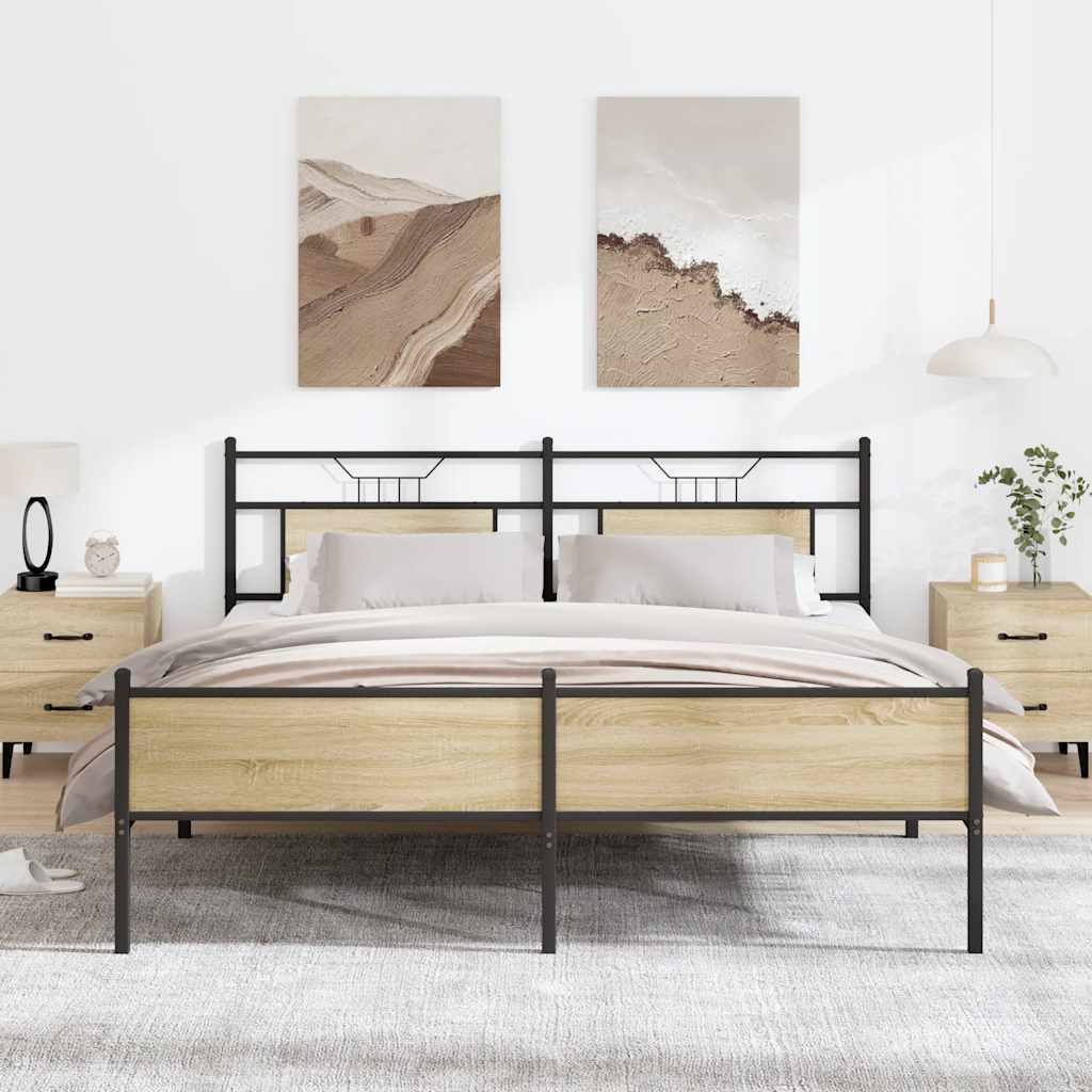 Metal Bedframe Sonoma Oak 180x200cm Super King