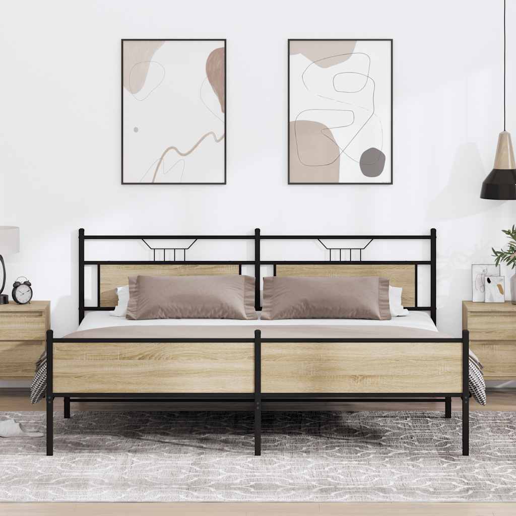 Metal Bedframe Sonoma Oak 200x200cm