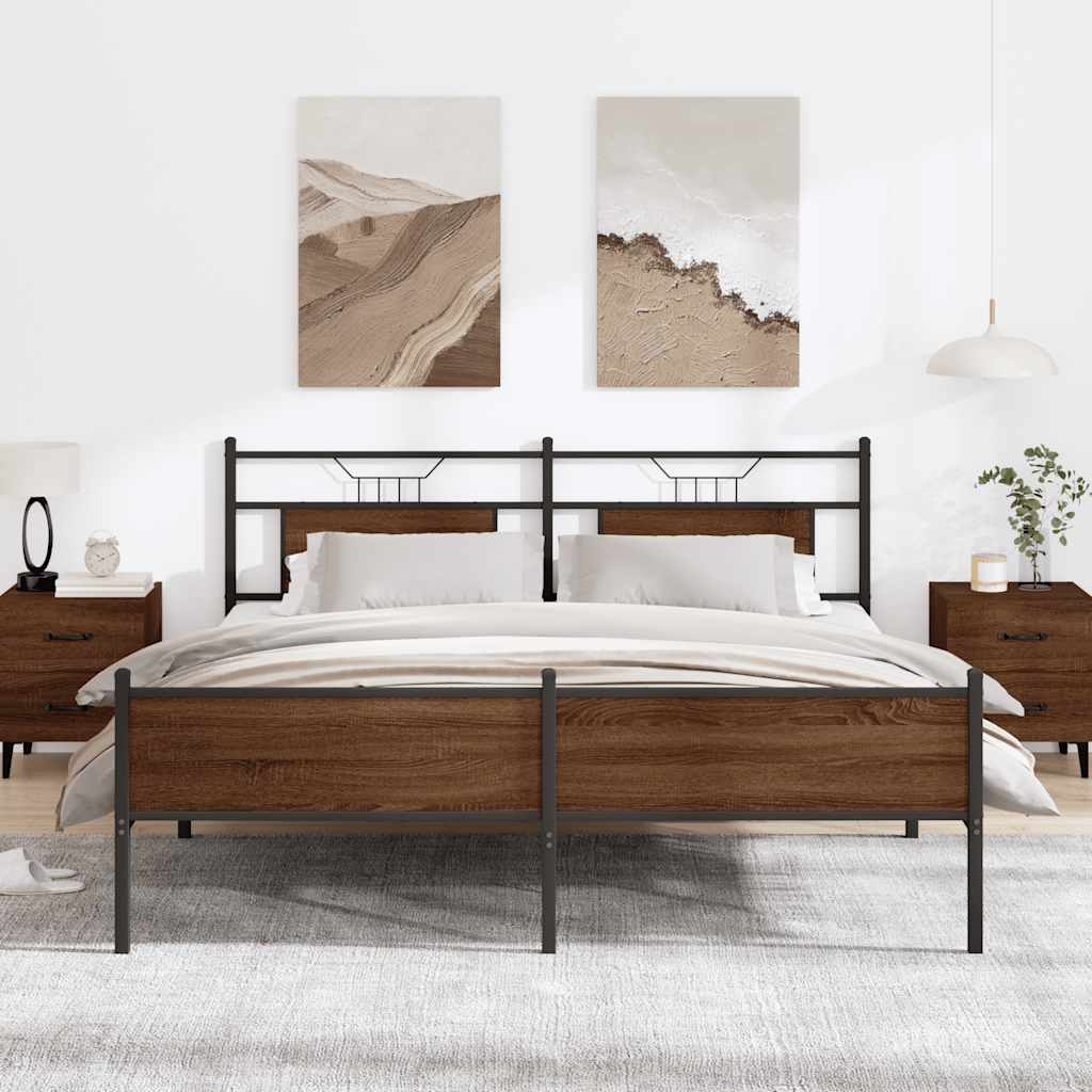 Metal Bedframe Brown Oak 180x200cm Super King