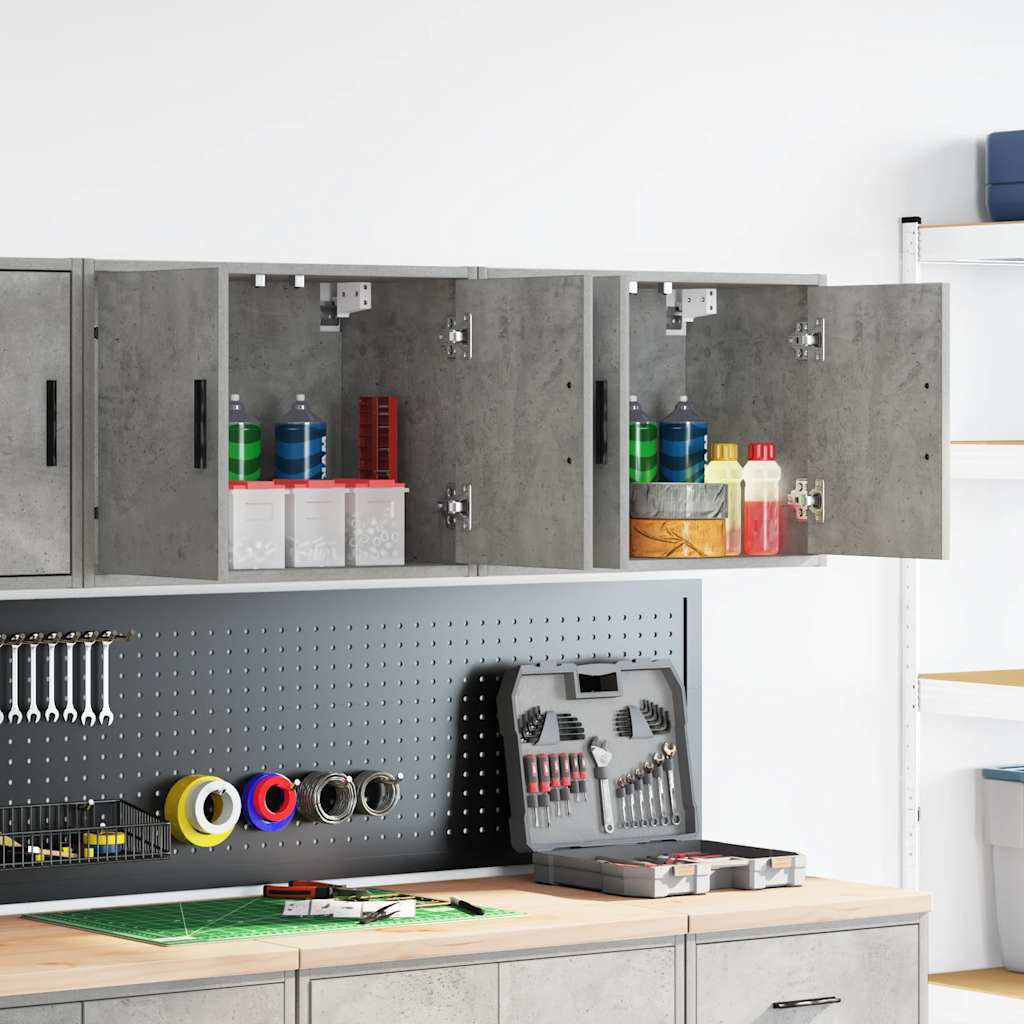 Garage Wall Cabinets 2 pcs Concrete Grey Engineered Wood